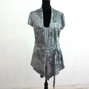 Gray/silver tank top front attached to shirt, with snake skin prints